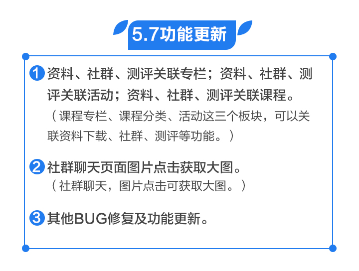 功能更新丨资料、社群、测评关联专栏、社群聊天页面图片获取大图等